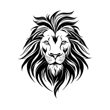 free photo, illustration of a black and white lion's head 1