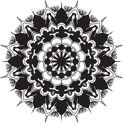 Circular flower mandala pattern for Henna, Mehndi, and Decoration. Decorative ornament in ethnic oriental style. Outline doodle hand draw vector illustration