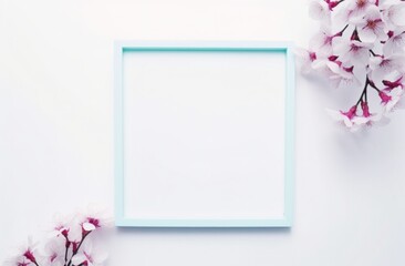 flowers and a photo frame on a white background