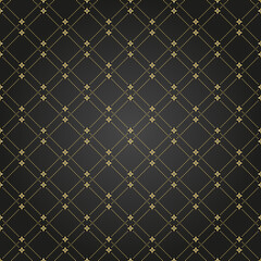 Geometric black and golden dotted pattern. Seamless abstract modern texture for wallpapers and backgrounds