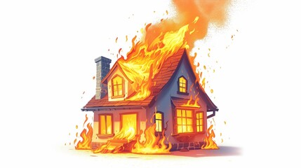 burning house on fire