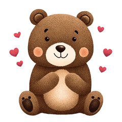Obraz premium Cartoon cute little bear with balloons on Valentine's Day