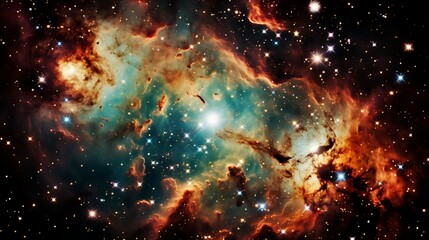 Stunning Cosmic Nebula, Starfield, and Interstellar Clouds in Deep Space