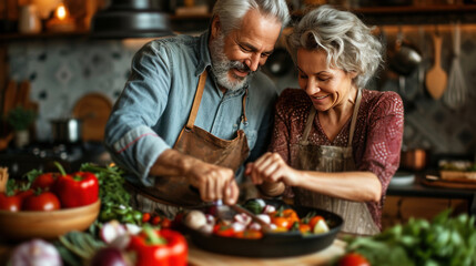 Joyful pair cooking together, turning everyday tasks into shared moments of delight