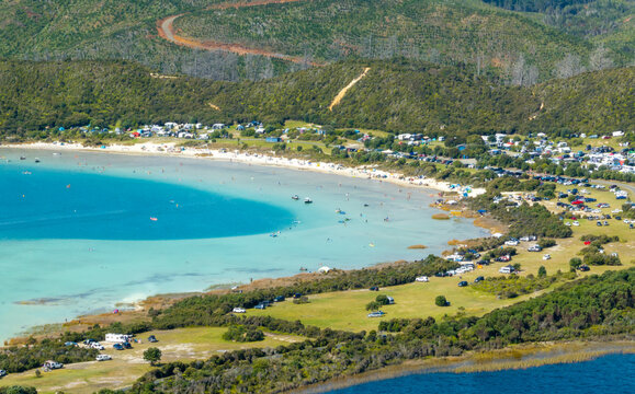 Aerial: the Kai Iwi Lakes near Dargaville, Northland, New Zealand.