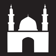 Mosque silhouette for Ramadhan Kareem. Mosque or masjid. Monochrome icons on a white background. Muslim worship place symbol.