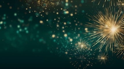 Fototapeta premium Beautiful creative holiday background with fireworks and sparkles