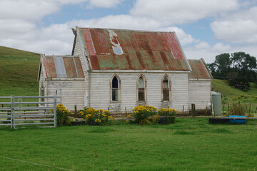 Historial abandoned pioneer church in Ruawai, Northland, New Zealand. © Zenstratus