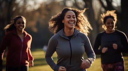 woman jogging in park, emphasizing the joy of outdoor activities for everyone - Powered by Adobe