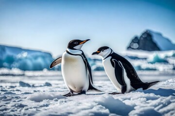 Indulge in the simplicity and purity of Antarctic life with a charming portrayal of a chinstrap penguin on the tranquil beach.