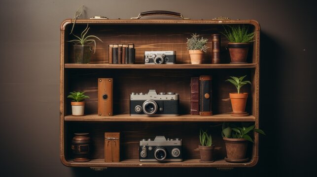 

Simple and elegant DIY shelving unit made from repurposed vintage suitcases, 