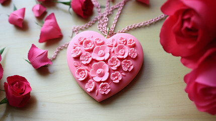 	
Happy valentine day. Valentine background. Ai pink color background.	
