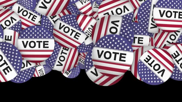 Transition Usa Election Vote Brooches Animation, on Alpha Channel, Loop
