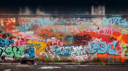 
Urban scenes of a fading graffiti wall, showcasing the weathered and imperfect beauty of street...