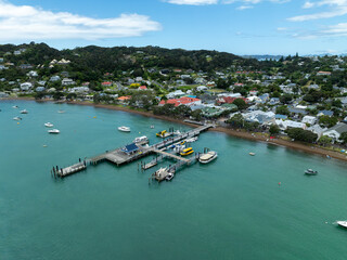 Aerial of the town of Russell, Northland, New Zealand.