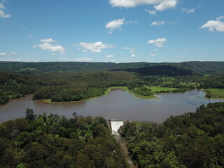 Fototapeta na wymiar Myponga Reservoir, South Australia. Aerial drone image.