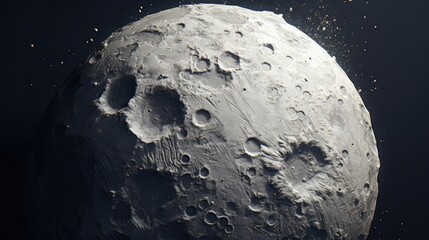 view of the moon's surface in the dark night solar system. 