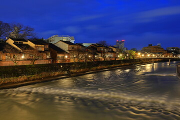 Kazuemachi Chaya District with teahouses and shops situated at Kazuemachi, Kanazawa, Ishikawa, Japan