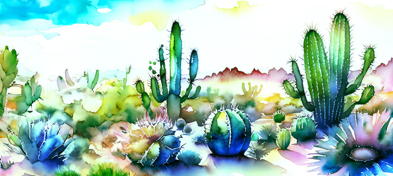 Cactus en aquarelle