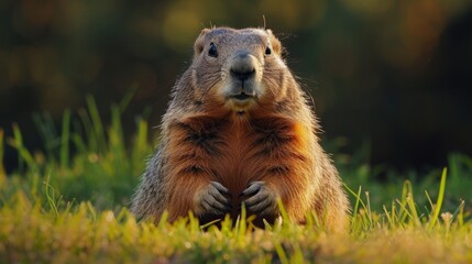 Groundhog sitting in the field
