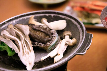 Sizzling Japanese Grill Abalone with Fresh Vegetables