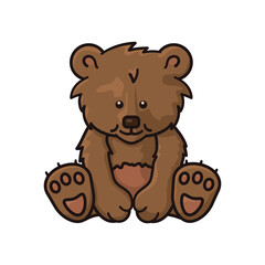 Baby bear cartoon character isolated vector illustration for World Bear Day on March 23. Cute animal offspring symbol
