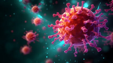 Virus cells abstract science concept, medical research background