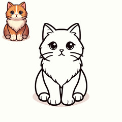 Obraz premium Children's Coloring Book: Cute Cat. Cat Character Vector, Coloring Book Page with Cat, Coloring page outline of a cute Cat, coloring page with Animal character.