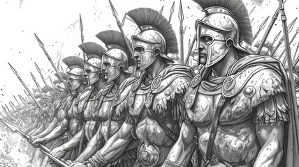 Ancient Battle Scenes with 'Warriors of the Past'. A Coloring Book in Black and White
 - obrazy, fototapety, plakaty