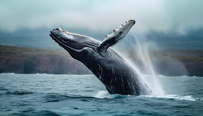 whale leaping out of water 