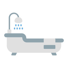 Bathtub icon vector or logo illustration flat color style