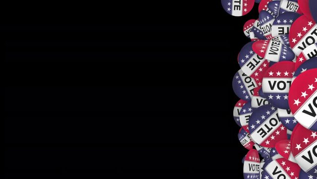 Transition Usa Election Vote Brooches Animation, on Alpha Channel, Loop
