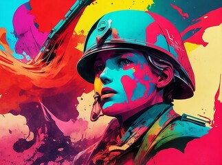 Graphic design women soldier 