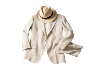 white suit with hat isolated