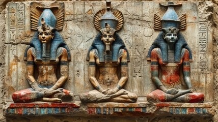 Fototapeta premium Discover the Secrets of Ancient Egypt. Egyptian Hieroglyphs on Genuine Papyrus 