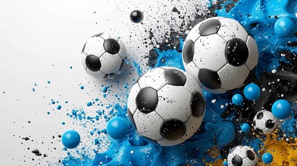 Explore the energy of soccer and football with a black and white image on the field--ideal for dynamic sport-themed posters, greeting cards, headers, websites, and apps.