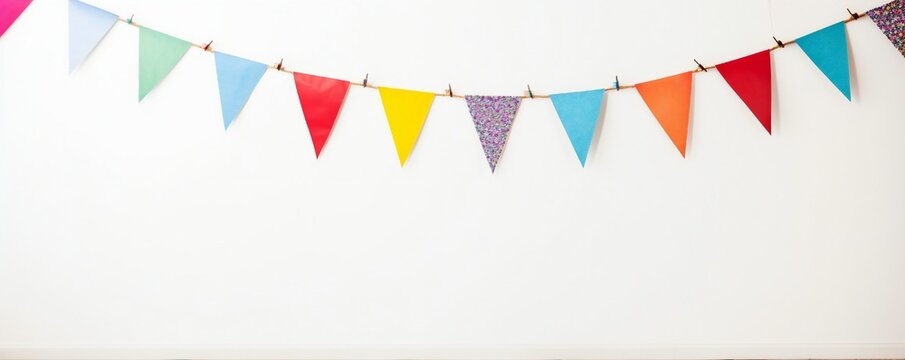 Empty birthday banner sign on white background Generative Ai