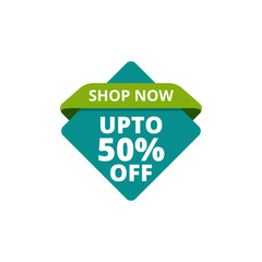 Shop now, upto 50 percent off banner for sales promotion