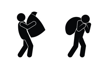 icon man carries a bag, stick figure people