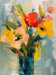 floral brushstroke oil painting, perfect for wall art and printing design