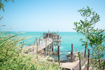 Scenic view of entrance of a dock by the sea
