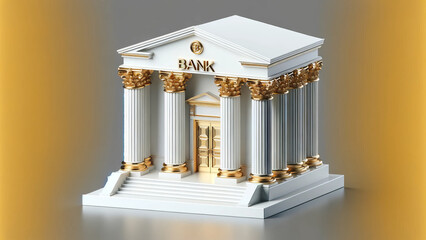 Neoclassical Bank Building with Luxurious Gold Details