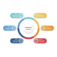 Circular infographic for business process with 6 stages or phases