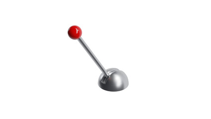 Lever with red handle isolated on transparent and white background. Lever concept. 3D render