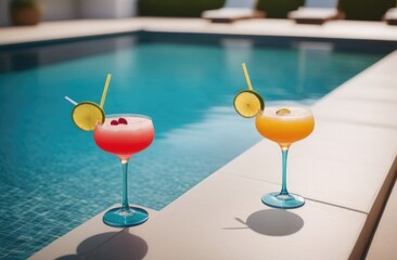 Obraz premium Poolside Cocktail. Vacation concept 