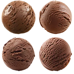 Foto auf Alu-Dibond Set of Chocolate ice cream ball Isolated on white background © Zemon
