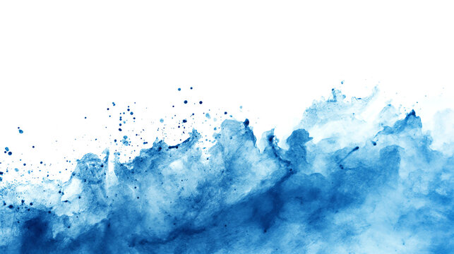 blue watercolor splash transparent texture isolated border