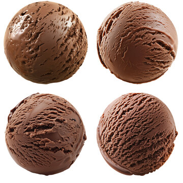 Set of Chocolate ice cream ball Isolated on white background