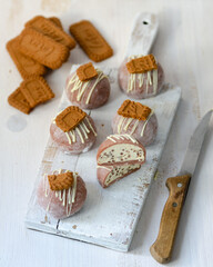 Salted Caramel Mochi with cookie decor