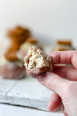 Salted Caramel Mochi with cookie decor